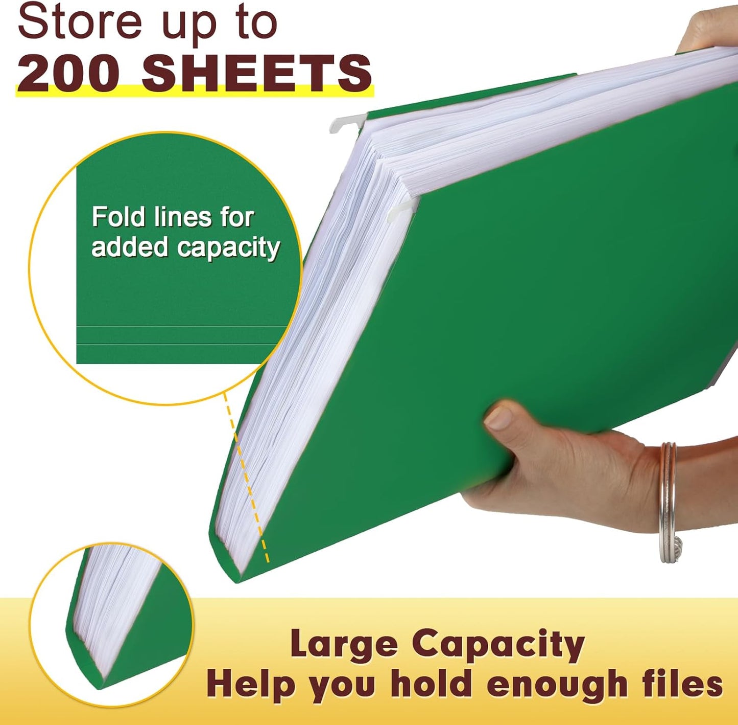 HERKKA Hanging File Folders, 60 Pack Reinforced Letter Size Hanging Folders, Designed for Bulky Files, Filing Cabinet, 1/5-Cut Adjustable Tabs (Black)