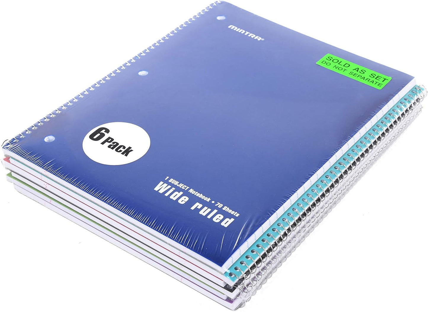 Mintra Office Spiral Notebooks, Wirebound, Journals for School, Work, Business, Aesthetic Stationery, Writing Pads, Teacher & Student Supplies (6, Pastel, College)