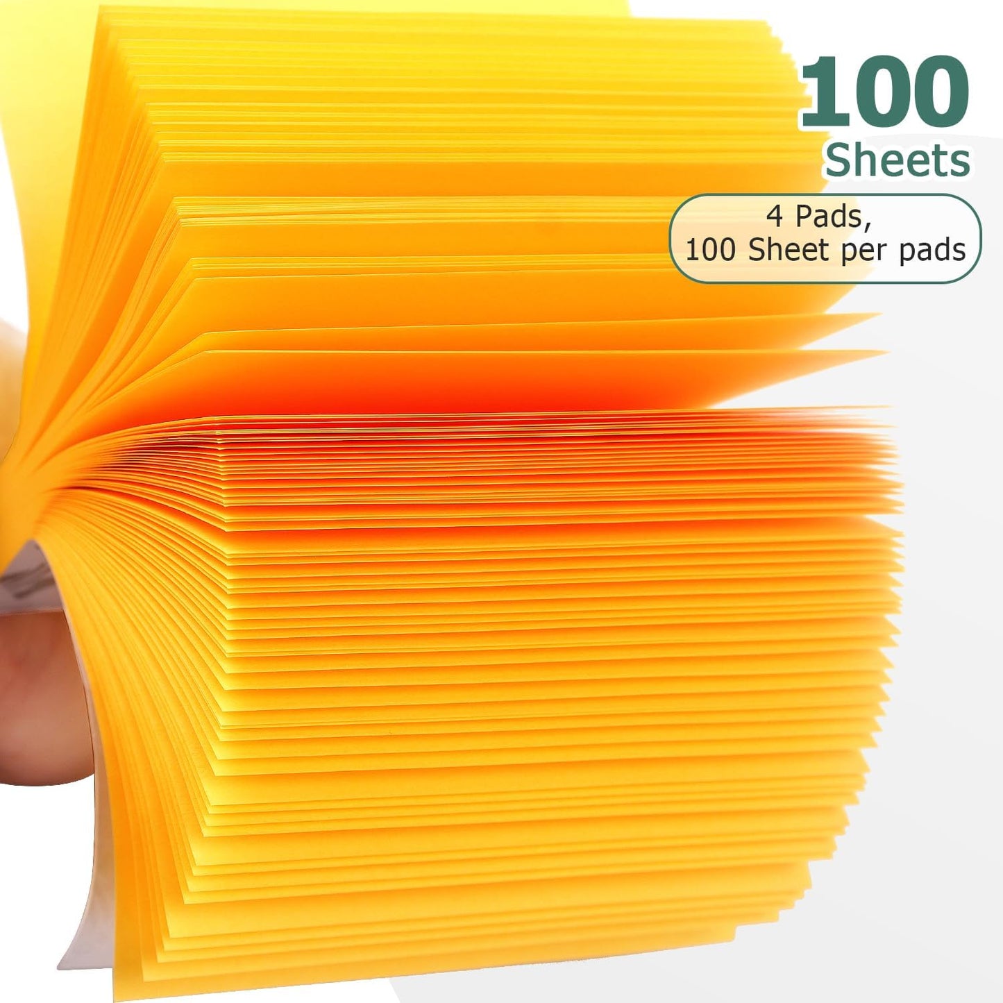 Sticky Notes 3x3 Self-Stick Notes Bright Colors Sticky Notes 4 Pads 100 Sheets/Pad (Yellow)