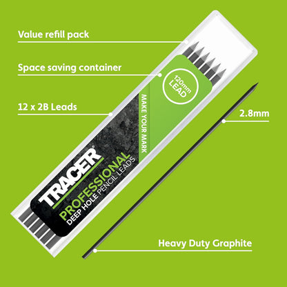 Tracer 2.8mm Carbide Tipped Lead 3-Pack with Anti-Snap Case - Lead Refill for Mechanical Pencil to Mark Wood, Metal, Ceramic, Glass, Woodworking and Carpenter Pencil Tool Use - ALPC1