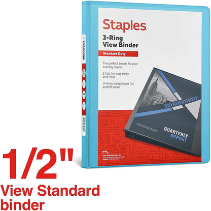 Staples Standard 2-Inch 3-Ring View Binder, Holds Up to 450 Sheets, Orange, Durable Binder for Office & School
