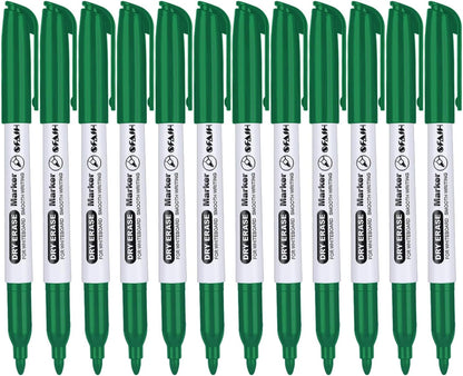 SFAIH Black Dry Erase Markers Fine Tip - 12 Pack Whiteboard Markers Standard Set For Office Teams, Teachers, Classrooms, Training Sessions | Low-Odor