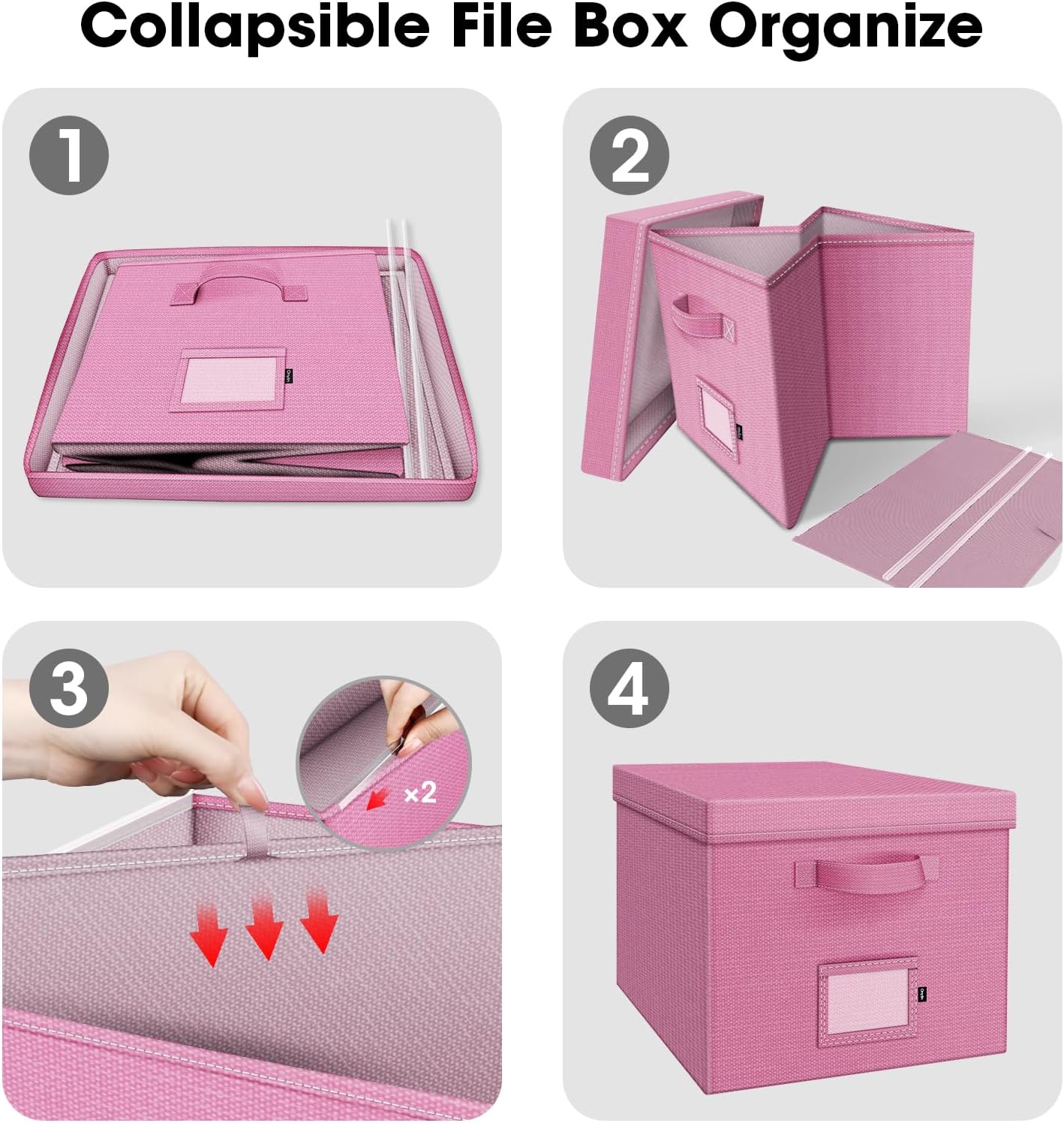 File Organizer Box with Lid, Linen Hanging File Storage Box with Handle, Collapsible Document Filling Box for Letter/Legal Folder, Portable File Box for Office/Decor/Home (1 Pack, Green)