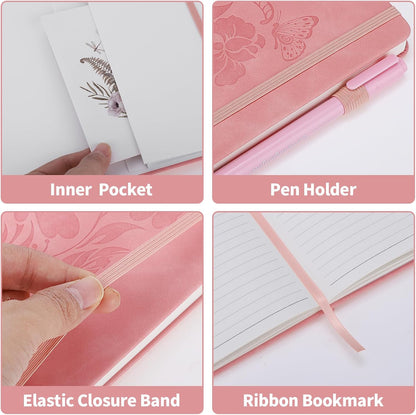 Thboxes 80 Sheets Lined Journal Notebook, 5.7" X 8.3" Hardcover Executive Notebook for Student Worker Women Men, Notepads Journals for Writing Travel & Organization, Nurses Week Gifts, Pink