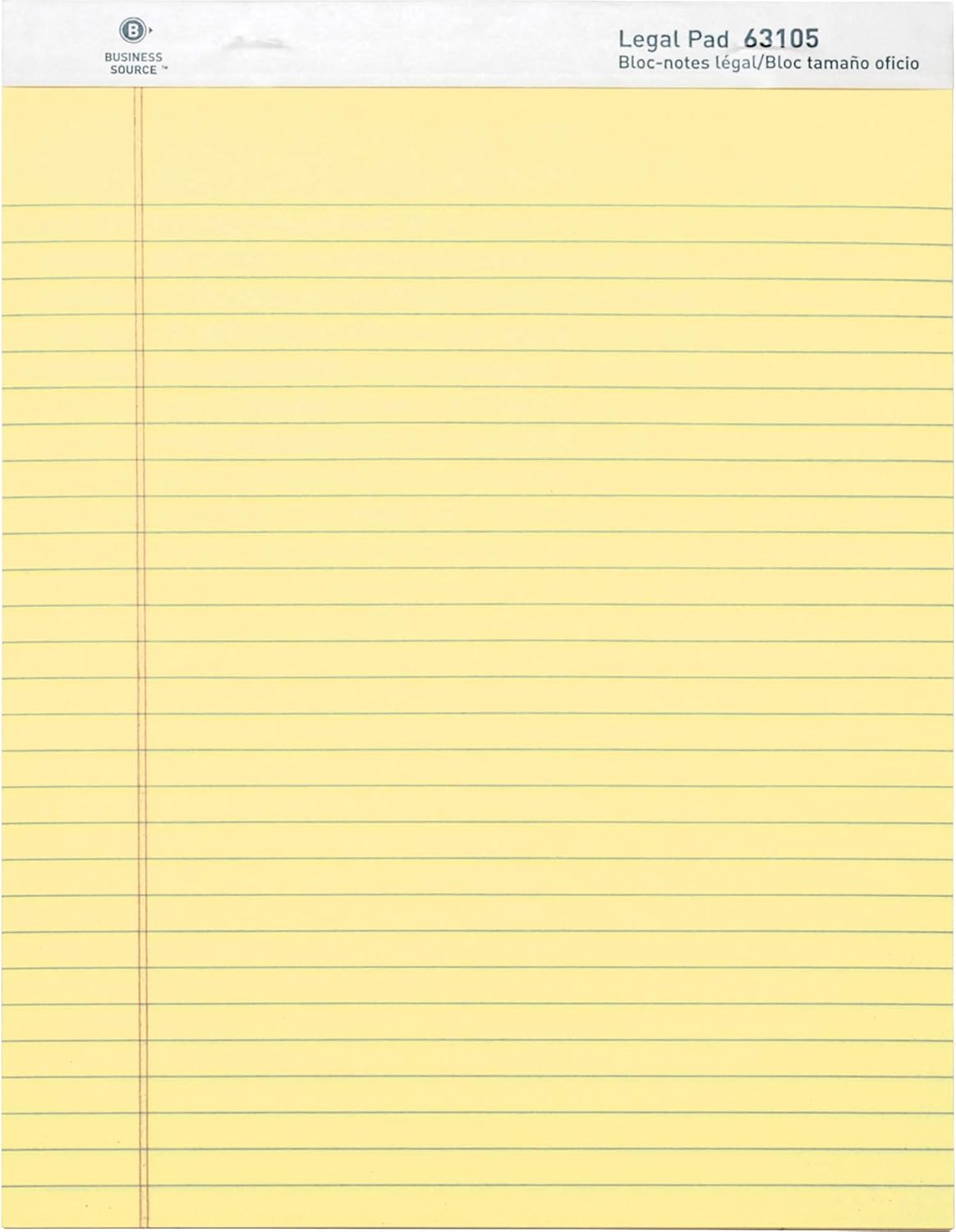 Business Source Micro-Perforated Legal Ruled Pads, Canary Paper, 8-1/2"x11-3/4" (63105) - Pack of 12