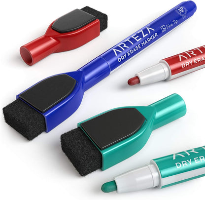 ARTEZA Black Dry Erase Markers with Erasers – Pack of 36 Magnetic Fine Tip Whiteboard Pens with Low-Odor Ink for Office & Home Use