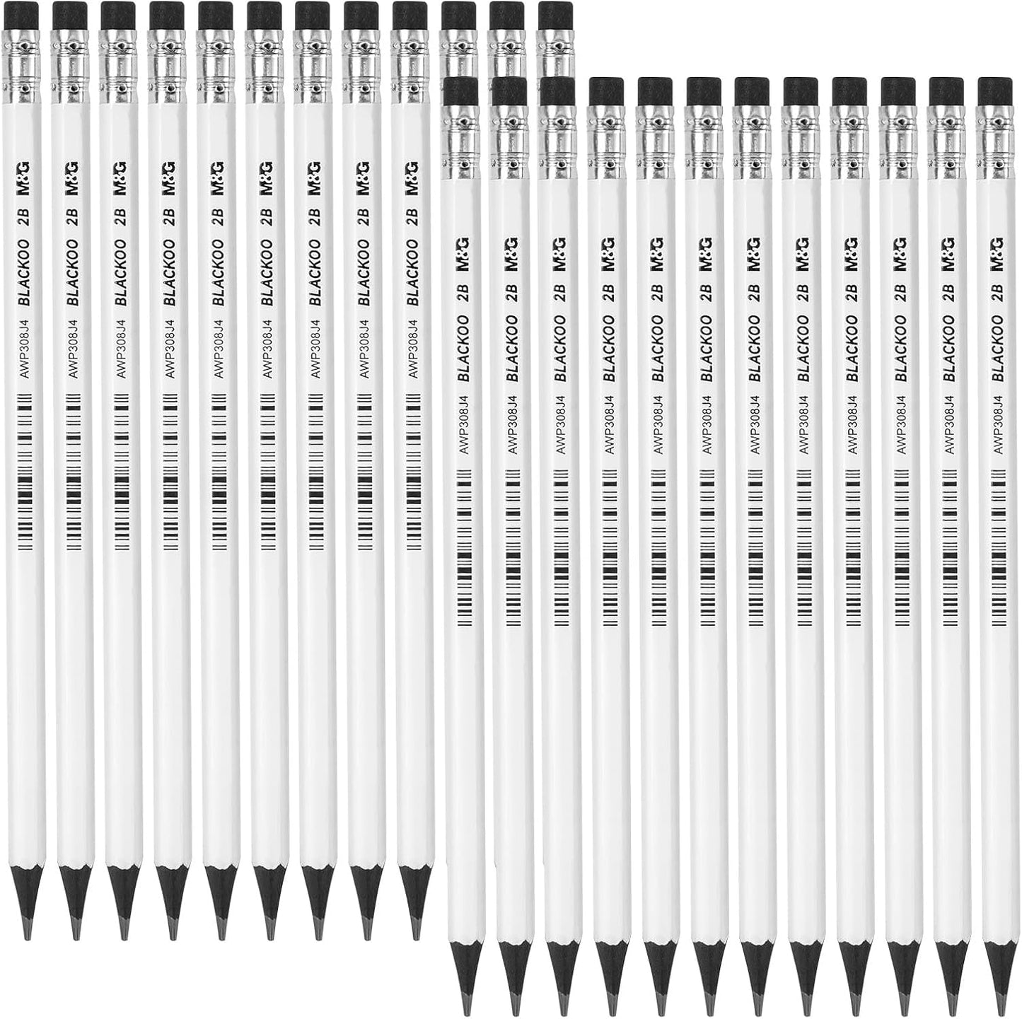 M&G Wood-Cased 2B Pencils, 24 Pack Pre-Sharpened Pencils with Top Erasers, Bulk Black Pencils for School Teacher Supplies, Writing, Drawing and Sketching
