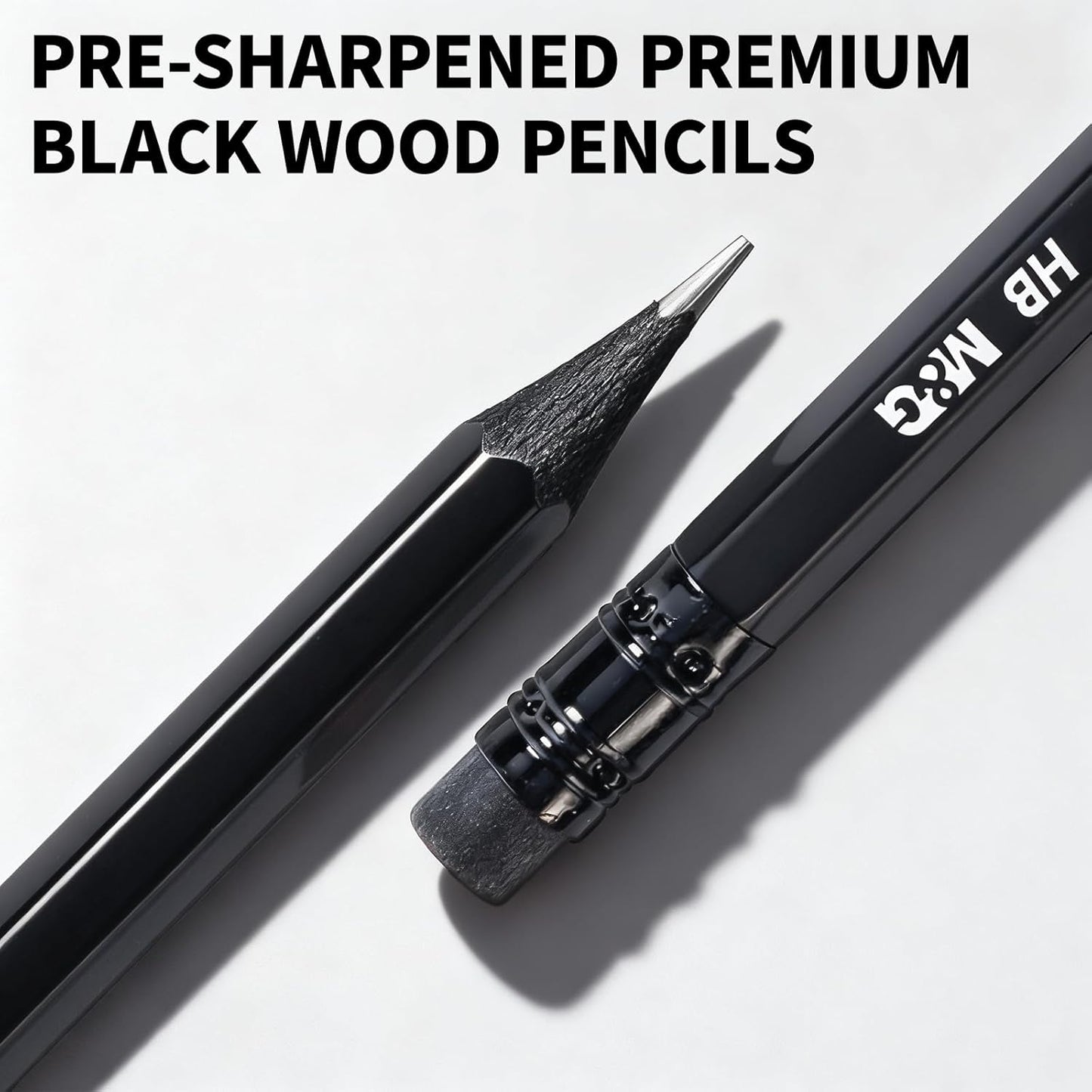 M&G Wood-Cased 2B Pencils, 24 Pack Pre-Sharpened Pencils with Top Erasers, Bulk Black Pencils for School Teacher Supplies, Writing, Drawing and Sketching