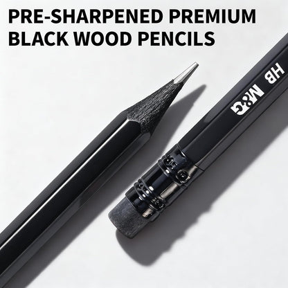 M&G Wood-Cased 2B Pencils, 24 Pack Pre-Sharpened Pencils with Top Erasers, Bulk Black Pencils for School Teacher Supplies, Writing, Drawing and Sketching