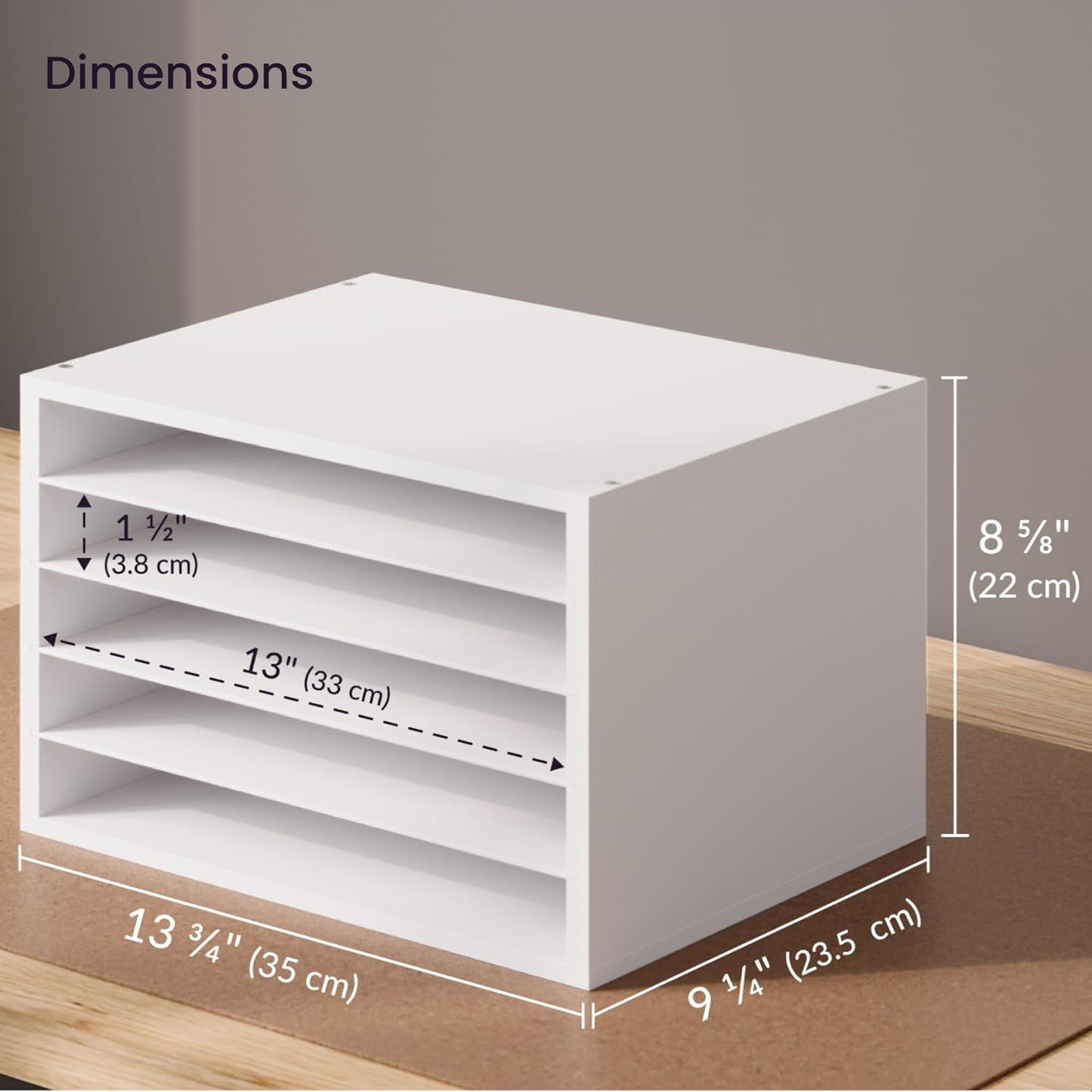 Ballucci 4-Tier Paper Organizer for Desk, Stackable Tray, Desk Storage Organizer Shelves, Stacking Letter Paper Tray Sorter for Classroom Office, Black