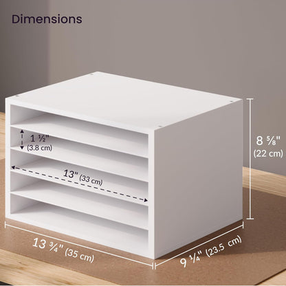 Ballucci 4-Tier Paper Organizer for Desk, Stackable Tray, Desk Storage Organizer Shelves, Stacking Letter Paper Tray Sorter for Classroom Office, Black
