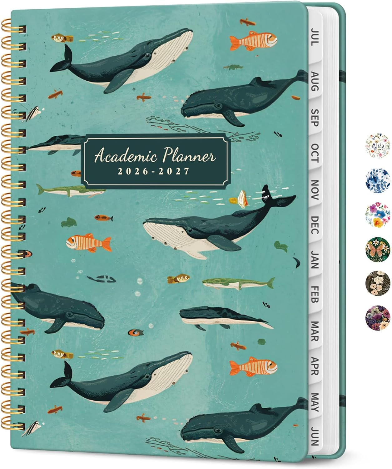 Planner 2026-2027, Academic Year Monthly and Weekly Calendar Planner, Jul 2026 - Jun 2027, Hardcover Teacher Student Planning Agenda book with Tabs, Perfect for School Office Supplies, 6.3" x 8.5" - Wildflowers