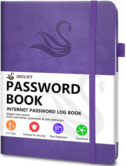 Elegant Password Book with Alphabetical Tabs - Hardcover Password Book for Internet Website Address Login - 5.2" x 7.6" Password Keeper and Organizer w/Notes Section & Back Pocket (Turquoise)