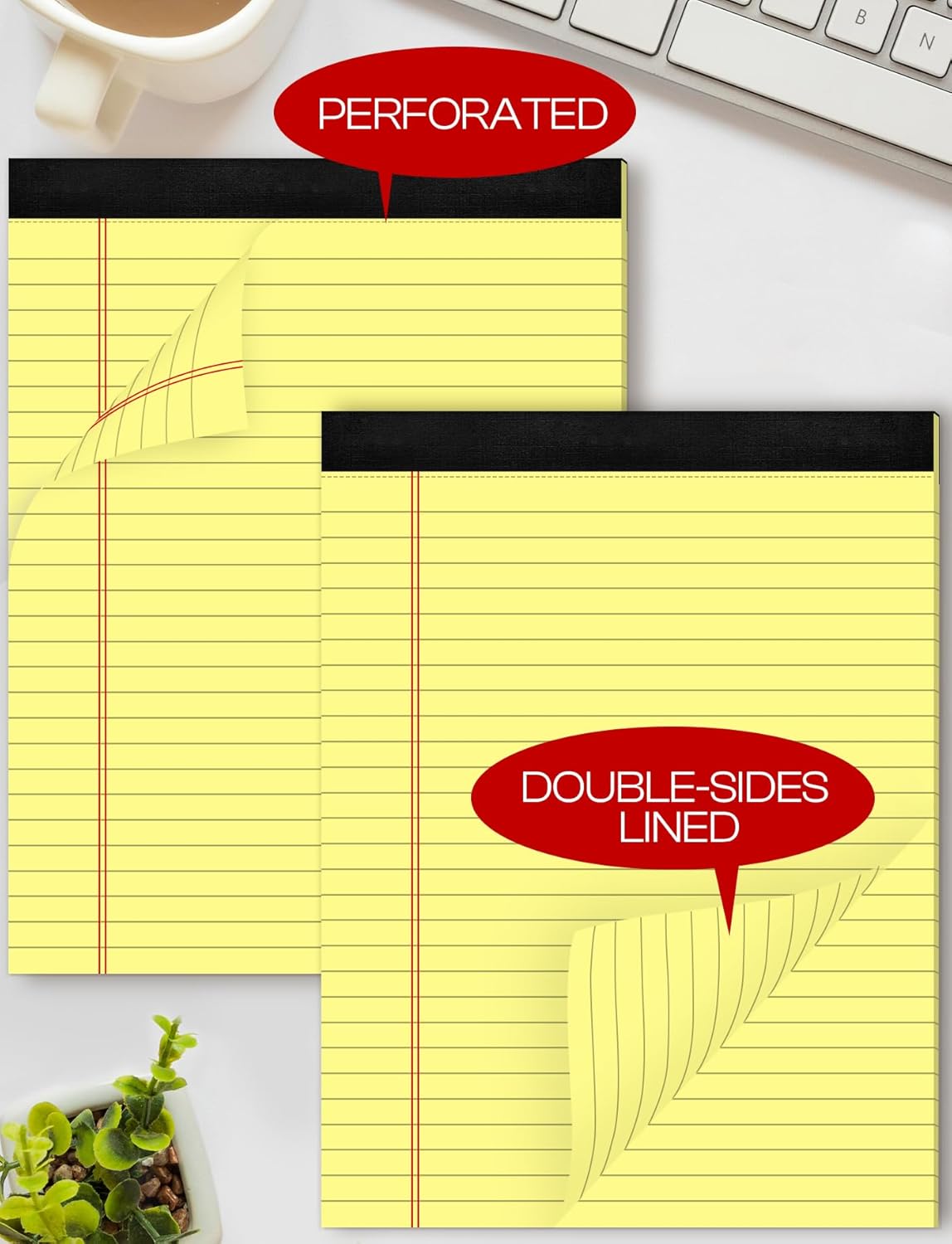 Legal Pads 8.5 x 11 White Note Pads 8.5 x 11 In 2 Pack Notepads 8.5 x 11 Writing Pads of Paper 8.5 x 11 Legal Notepads Wide Ruled White Lined Paper Pads 8.5 x 11 30 Sheets Per Legal Note Pads 8.5 x 11