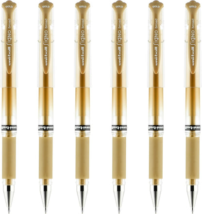 uniball Signo Gel Impact Pens, Bold Point (1.0mm), Metallic Pink Ink, 6 Pens
