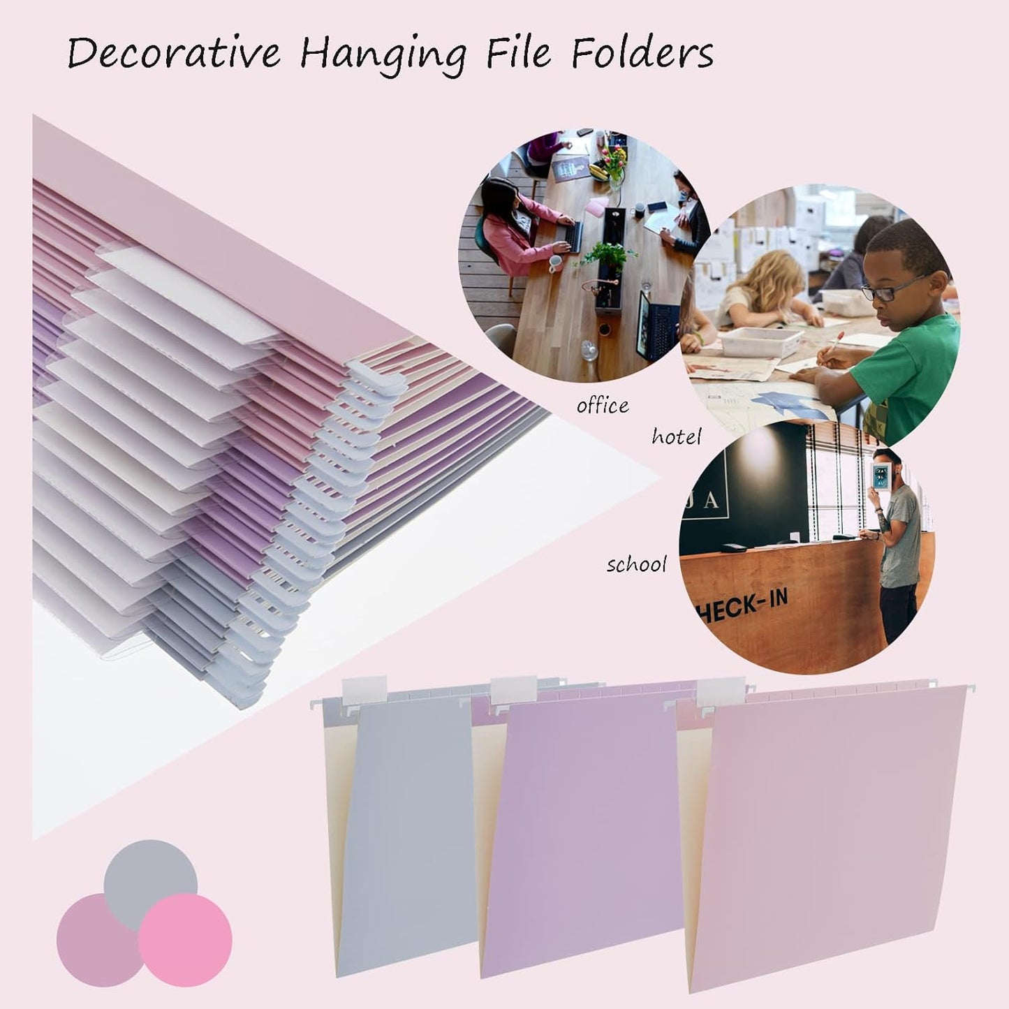 6 Pack Hanging Folder File Cabinet Organizer Letter Size 1/5 Cut Adjustable Label Decoration Home Office School Classroom, Green