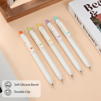 FIOVER 5pcs Gel Pens Quick Dry Ink Pens Fine Point Premium Retractable Rolling Ball Gel Pens Black Ink Smooth Writing for School Office Home