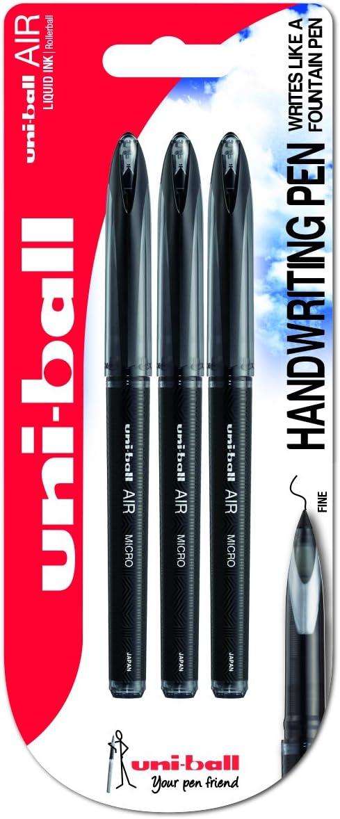uni-ball Air Micro UBA-188M Rollerball Pen - Black, Pack of 3