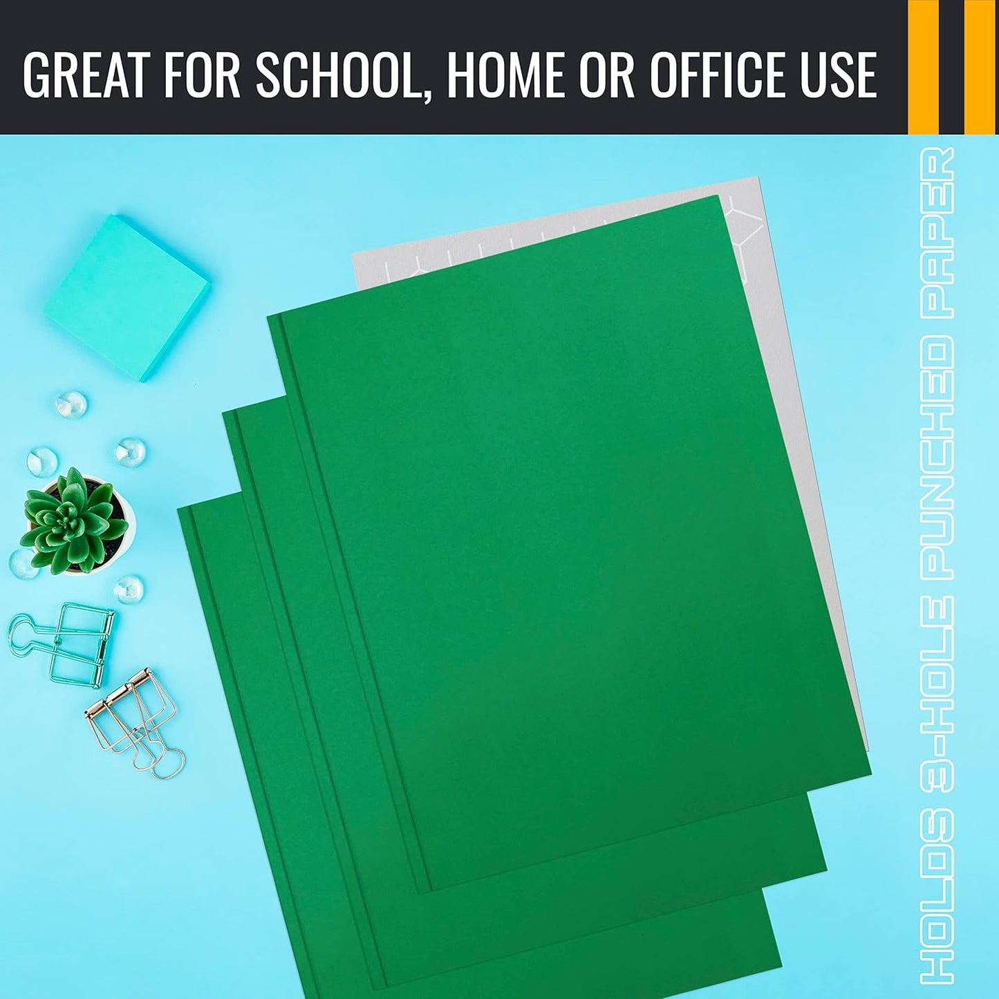 Better Office Products Blue Paper 2 Pocket Folders with Prongs, 50 Pack, Matte Texture, Letter Size Paper Folders, 50 Pack, with 3 Metal Prong Fastener Clips, Blue