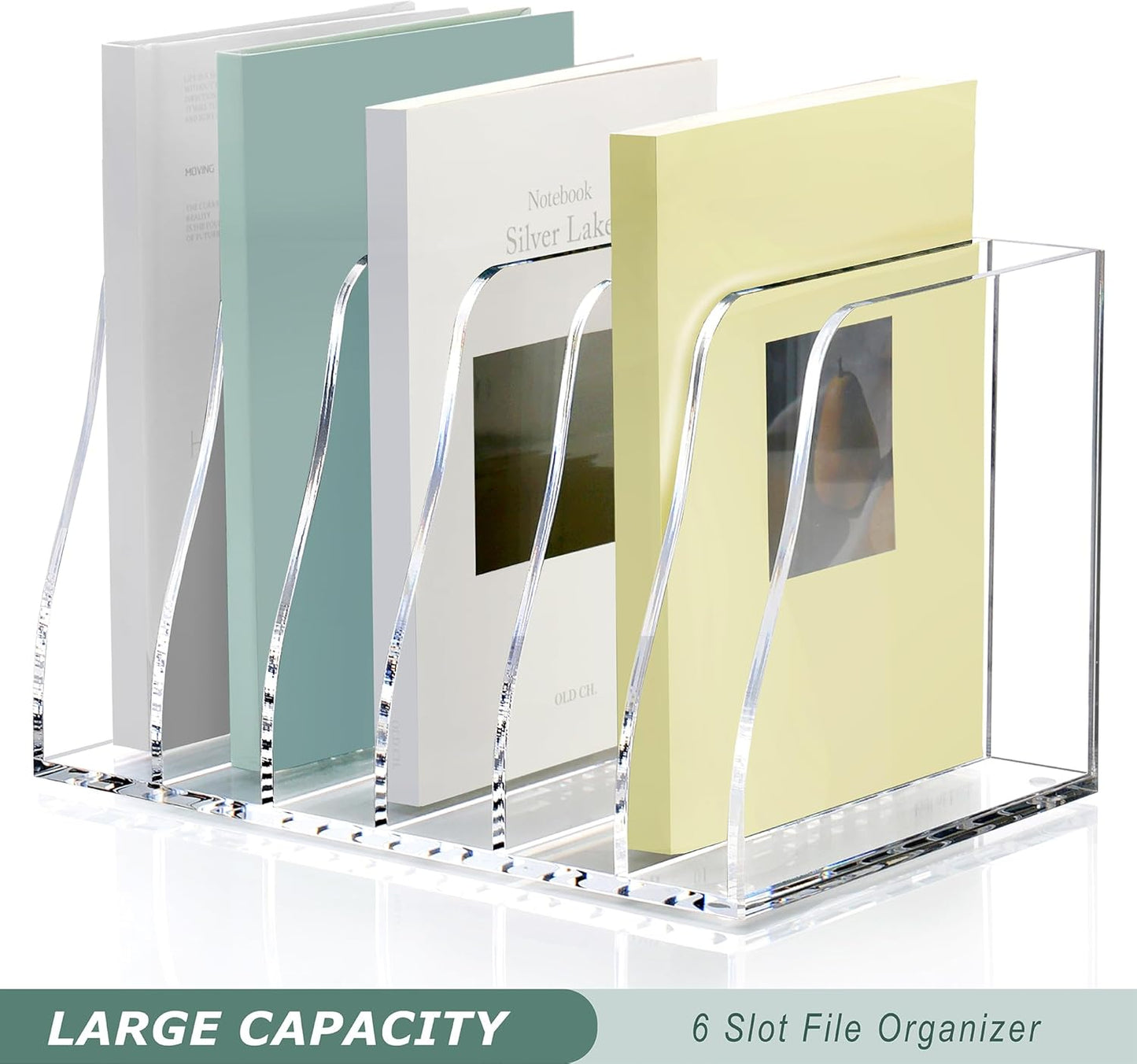 SANRUI 2-Pack Acrylic Magazine File Holder Desk Organizer Magazine Rack, Clear, Vertical File Sorter Holders, 9.45" D x 3.54" W x 10.24" H