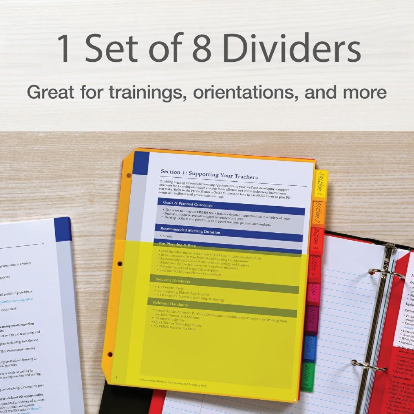 Oxford Heavy-Duty 8-Tab Plastic Binder Dividers with Pockets for Three Ring Binders - Essential Back to School Supplies and Organization Solution (1 Set)