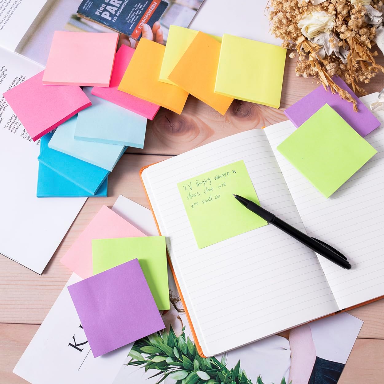 (16 Pack) Sticky Notes 3x3, Self-Stick Pads Bright Colors Sticky Note, Recyclable, Easy to Stick for Home, Office, Notebook