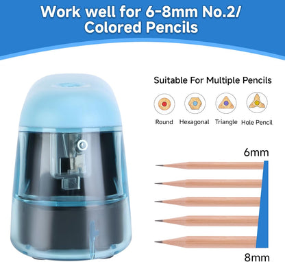 Battery-Operated Electric Pencil Sharpener with LED Light – Compact & Portable Pencil Sharpener for Home, School, or Office Use (Pink)