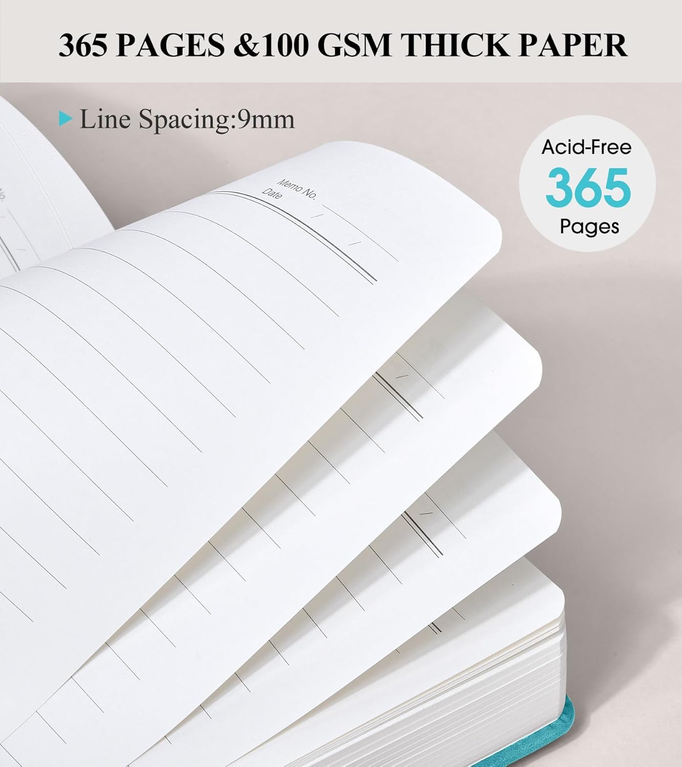 PAIBAS A5 Leather Journal Notebook, 365 Pages Thick Hardcover Lined Journal for Men & Women, Medium 5.9" x 8.4" College Ruled Notebooks for Work, School, Travel, Business,Note Taking,Writing Diary