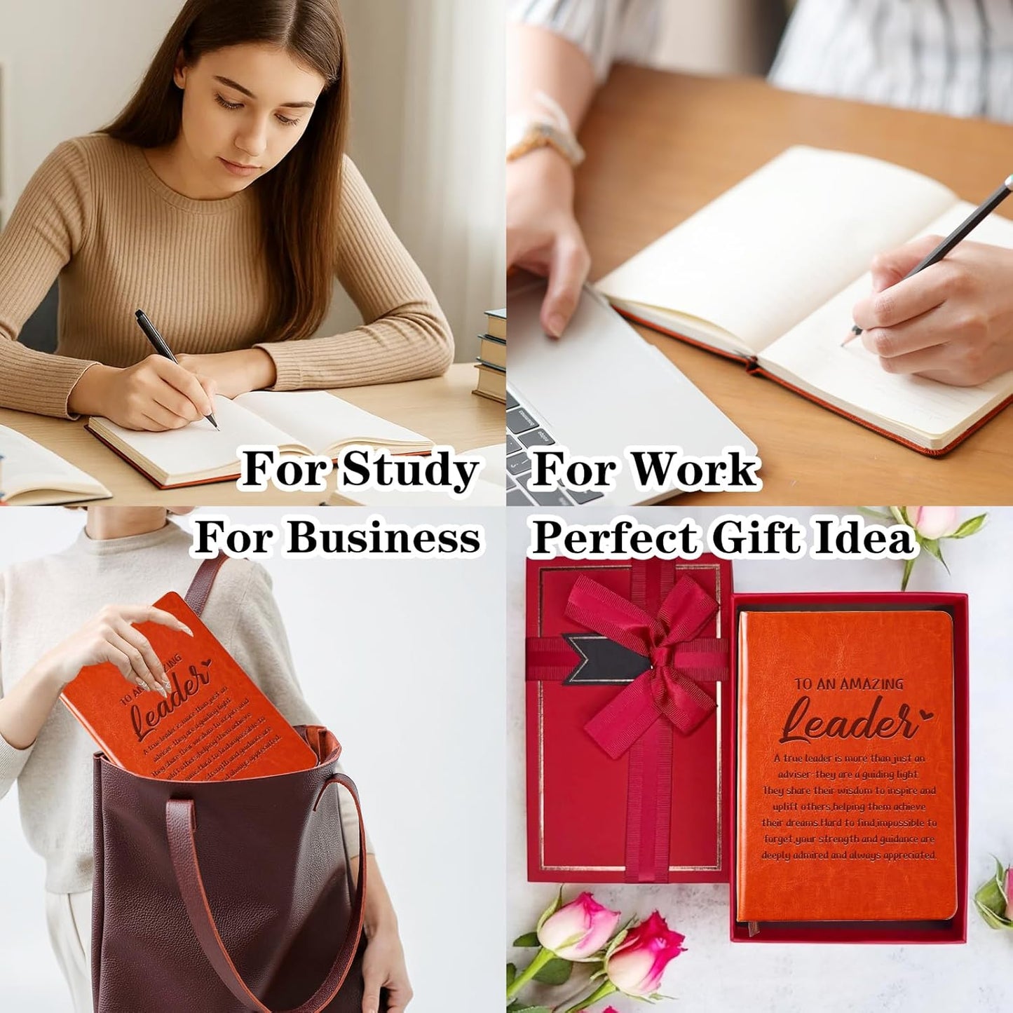 Gift for Boss,A5 Hardcover Leather Journal for Women,Journal Notebook for Work,Thank You Gifts,Leadership Gifts (great LEADER)