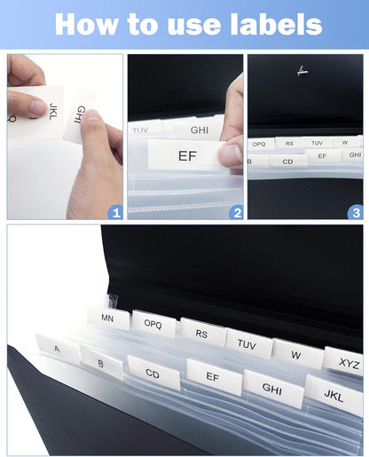 Expanding File Folder with Tabs, 13 Pockets File Organizer Accordion File Holder ，with Elastic Buckles Closure, A4 Paper Document Organizer for Home School Office