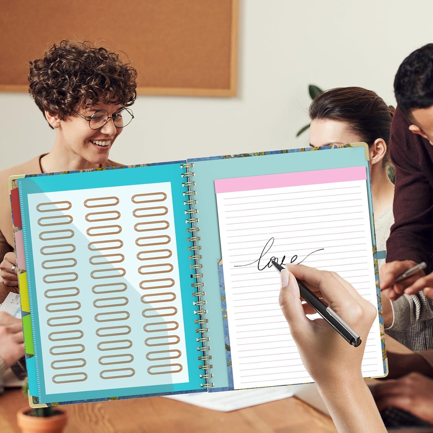 Foldable Clipboard Folio with Storage, 5 Plastic Folders with 10 Pockets,Refillable Lined Notepad (11" x 8.5"), Hardcover Project Organizer Nursing Teacher School Essentials