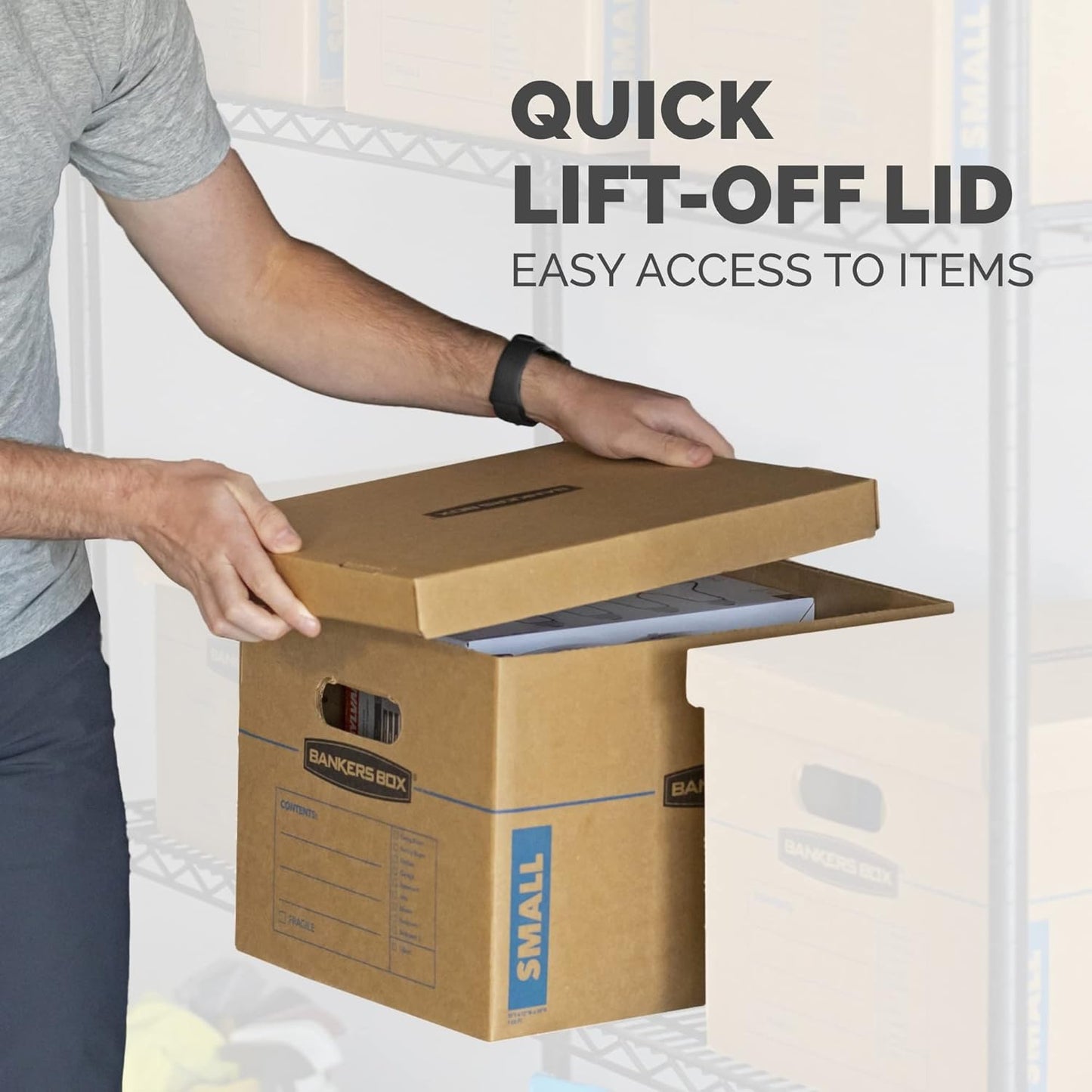 Bankers Box Small Classic Moving Box, 10-Pack, Reinforced Handles, Tape-Free Assembly, 15 x 12 x 10 Inches (7714901)