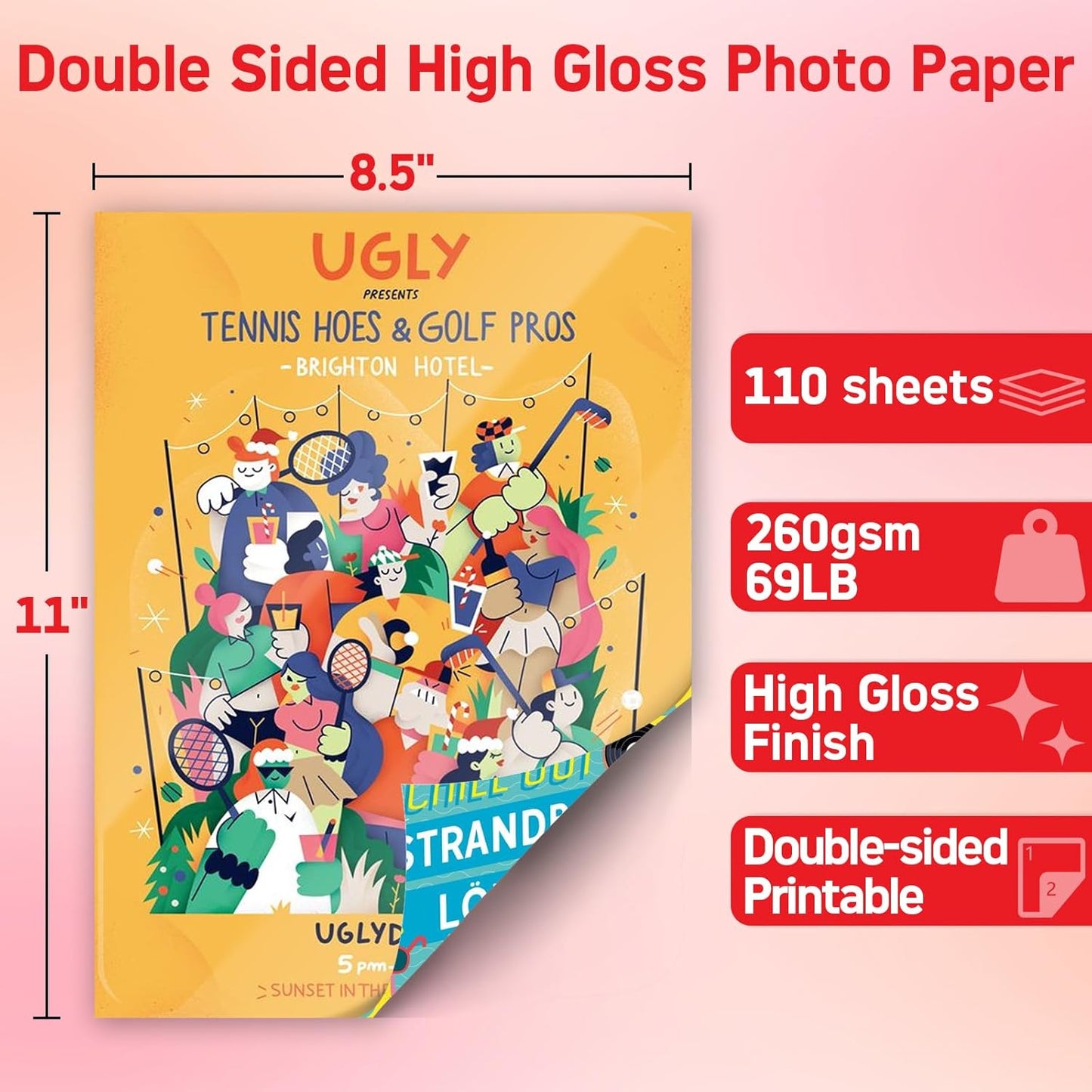 220 Sheets Photo Paper Glossy Inkjet 8.5x11 44lb 160Gsm A4 Letter Size Suitable for All Dye Ink Printers for Calendar Menu Brochure Paper Flyers Paper, Cards