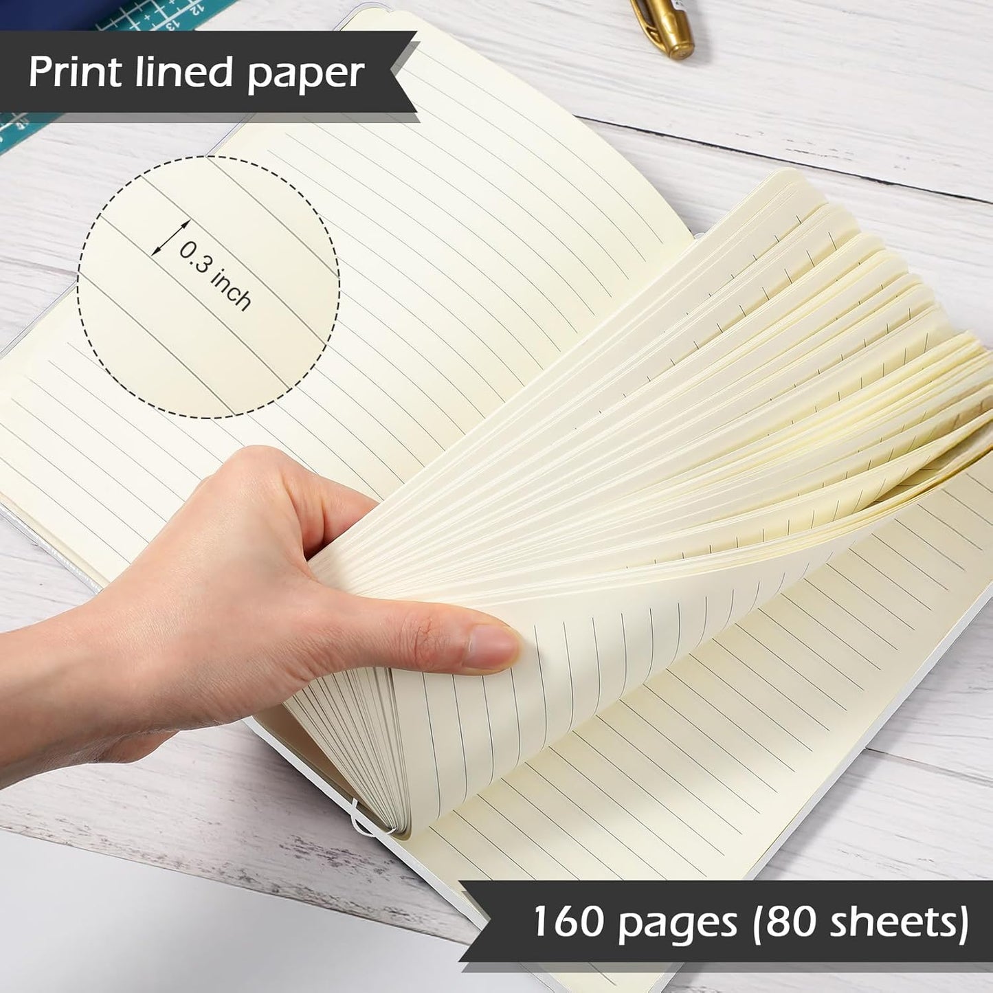 Honoson 20 Pack Lined Journal Notebooks A5 Hardcover Executive Notebook 5.5" x 8.3" PU Leather Wide Ruled Journals Bulk with Elastic Band for Home Business Office School Supplies(Black)