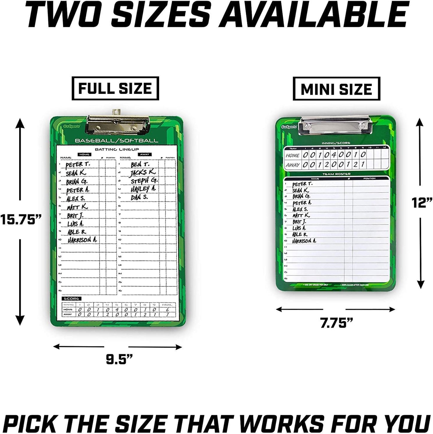 GoSports Premium Dry Erase Coaches Clipboards – Basketball, Baseball, Football, Soccer, Hockey, Volleyball, Lacrosse