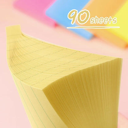 Lined Sticky Notes 3x3 Sticky Notes with Lines Self-Stick Notes Bright Color 4 Pads 90 Sheets/Pad (Pastel)