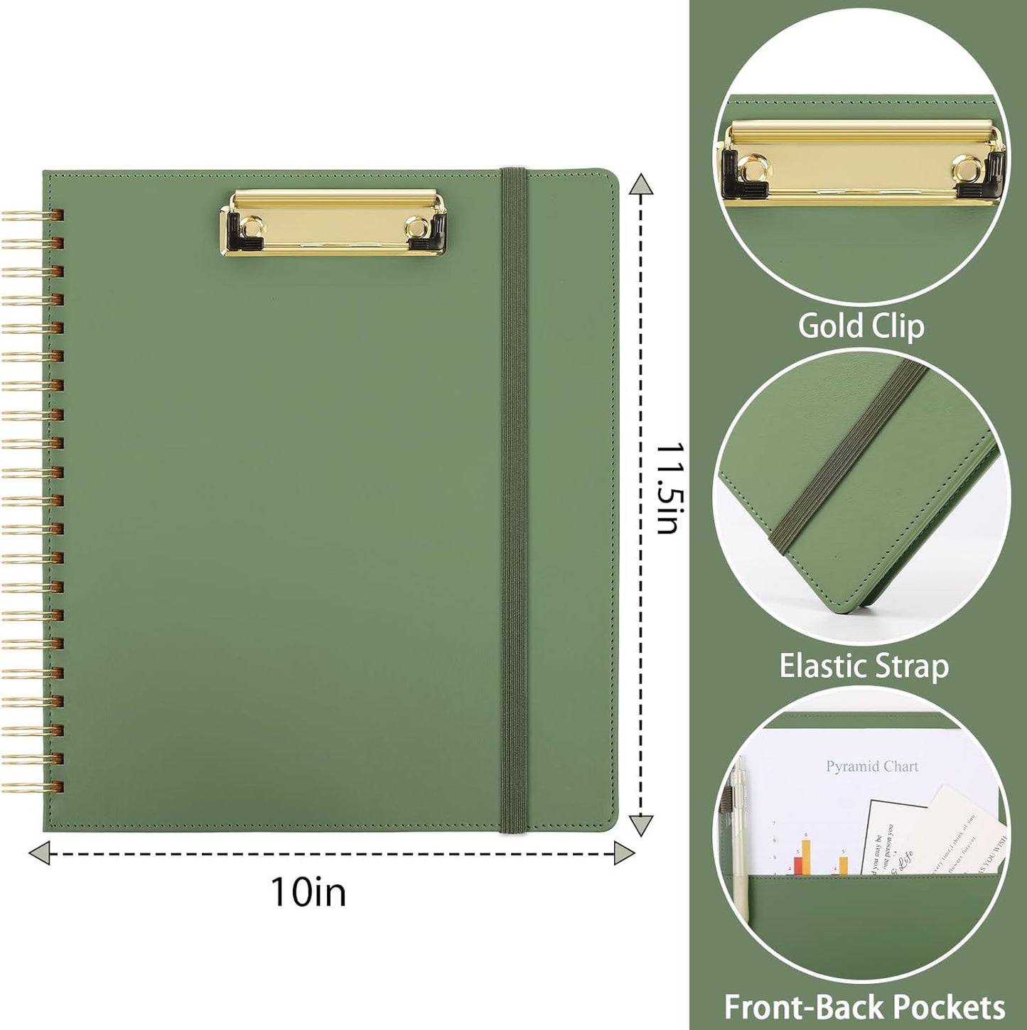 SKYDUE Clipboard Folder with Storage, 6 Dividers with 12 Pockets for Letter Size, Storage Clipboard Folio with Refillable Notepad, Spiral Clipboards Padfolio for Teacher Worker Nurse