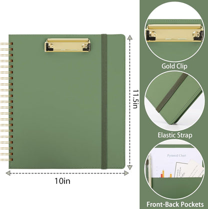 SKYDUE Clipboard Folder with Storage, 6 Dividers with 12 Pockets for Letter Size, Storage Clipboard Folio with Refillable Notepad, Spiral Clipboards Padfolio for Teacher Worker Nurse