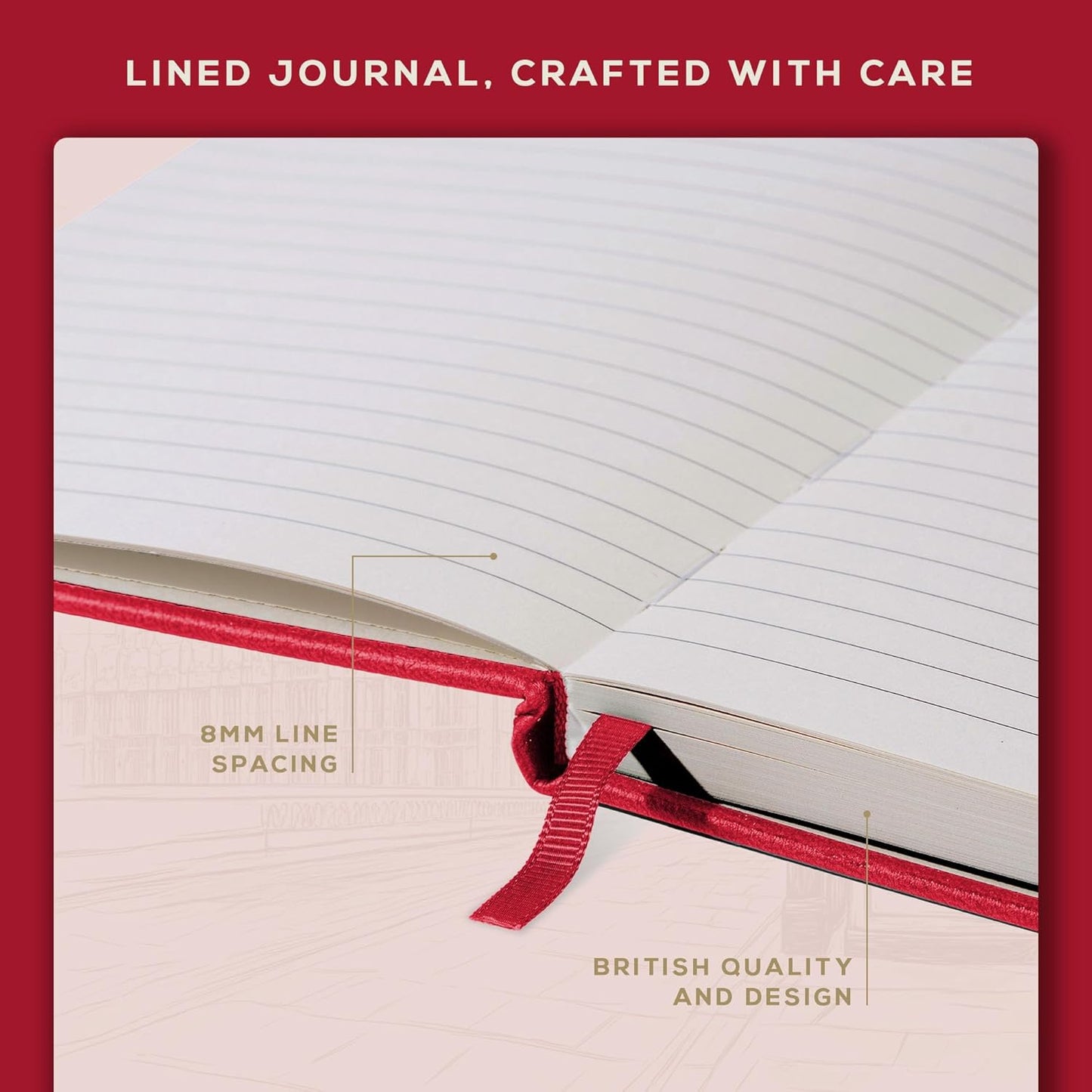 BEECHMORE BOOKS Large Lined Journal Notebook, 8.5" x 11.5" (A4) Hardcover Vegan Leather Executive Diary for Work, Thick 120gsm Paper, Lay-Flat Binding, Gift Box