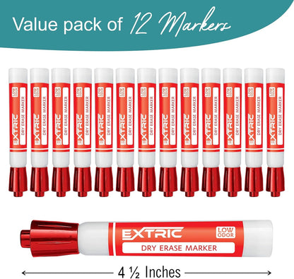 EXTRIC Black Dry Erase Markers, 12 Count Whiteboard Markers Chisel Tip, White Board Marker Dry Erase, Low Odor Chisel Tip Erasable Markers