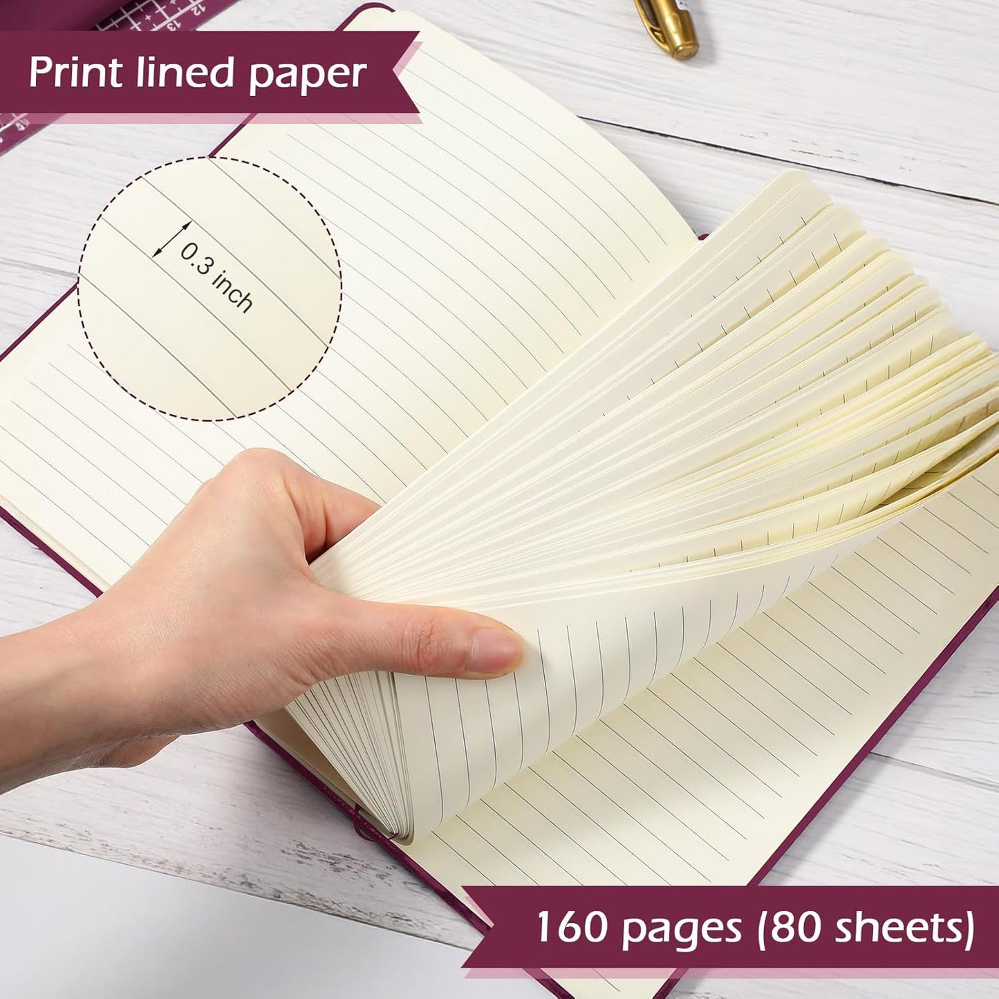 Honoson 20 Pack Lined Journal Notebooks A5 Hardcover Executive Notebook 5.5" x 8.3" PU Leather Wide Ruled Journals Bulk with Elastic Band for Home Business Office School Supplies(Black)