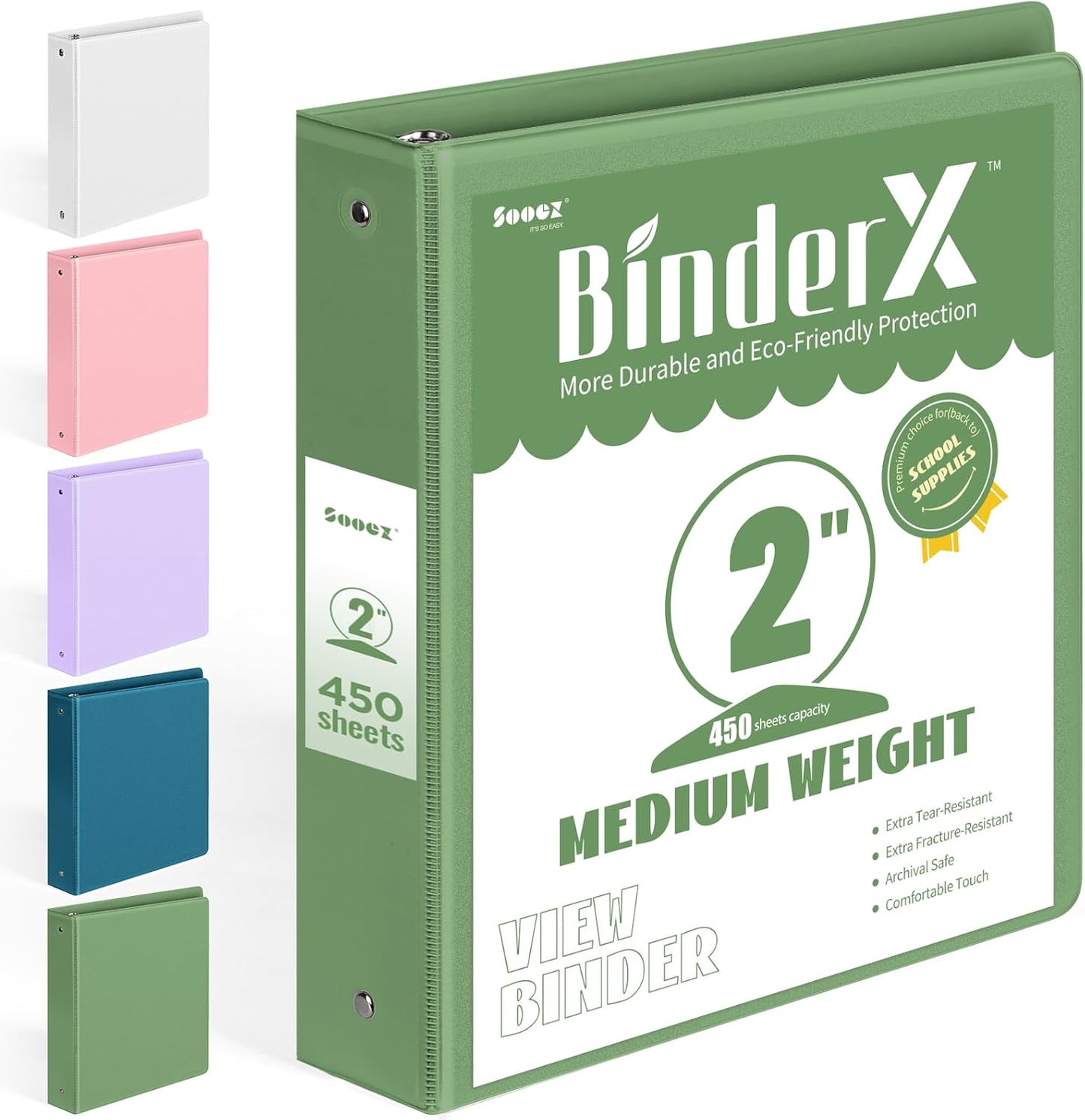 BinderX Extra Durable 3 Ring Binder, Round Rings 1 Inch Binder, Fits 175 Sheets of 8.5x11 Paper, Customizable View Cover with Inside Pockets, Cute 1" Binders, 1 Inch Binders 3 Ring, Pink