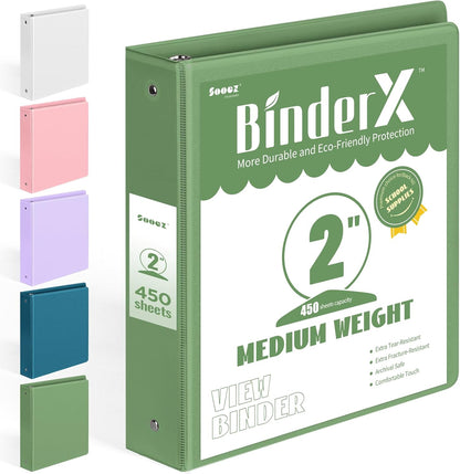BinderX Extra Durable 3 Ring Binder, Round Rings 1 Inch Binder, Fits 175 Sheets of 8.5x11 Paper, Customizable View Cover with Inside Pockets, Cute 1" Binders, 1 Inch Binders 3 Ring, Pink