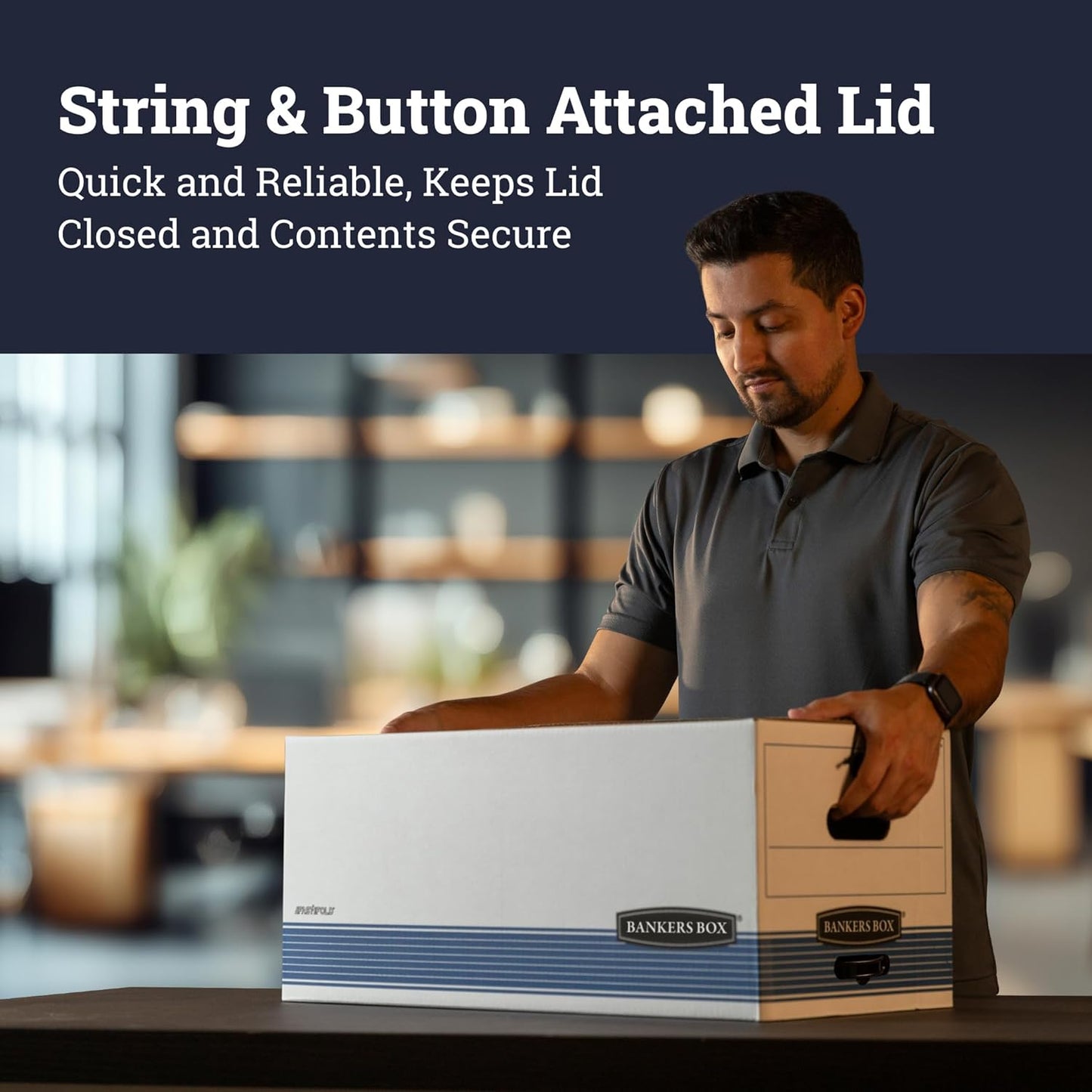 Bankers Box 12-Pack Medium-Duty String & Button File Storage Box, FastFold Assembly, Legal, STOR/FILE, (00705)