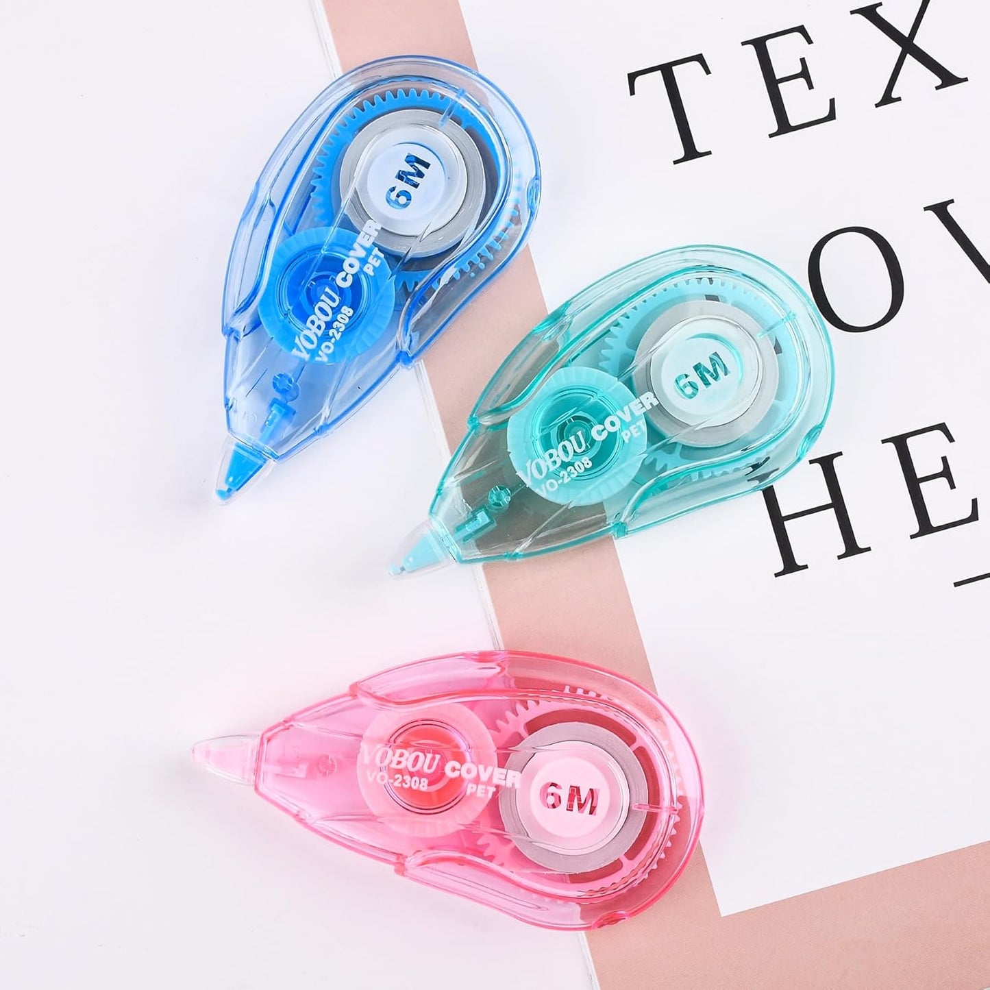 Vobou White Correction Tape, Easy To Use Applicator for Instant Corrections Wrong Writing At Any Time, For school, Office (Red and Blue, 12pack, 6M/256" x 0.2")