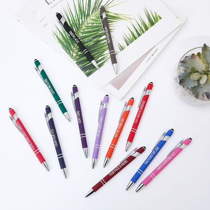 Actsun Funny Pens - 12 Pack Fine Point Smooth Writing Pens with Inspirational Tips, Black Ink, Touch Stylus Screens, Motivational Gift for Office & Desk Accessories
