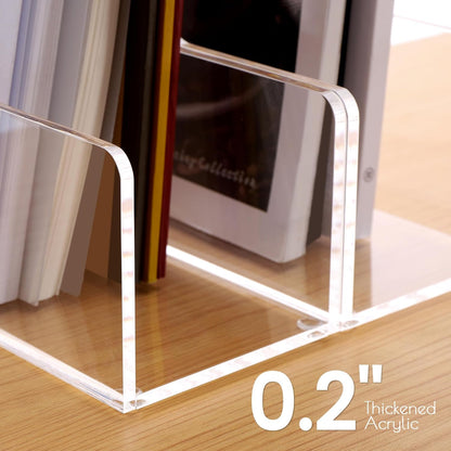 SANRUI Desk Organizer Clear Acrylic Desk Magazine File Holder with 3 Vertical Sections Magazine Rack File Organizer for Office, Home, School