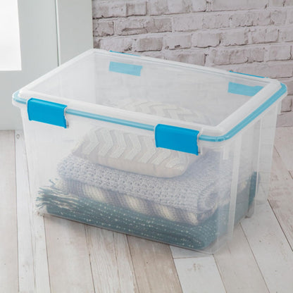 Sterilite 4-Pack Gasket Box, Weather-Resistant Storage Bins with Latching Lids, 32 Quart - Heavy-Duty Organizing Containers for Closet, Bathroom, and Office