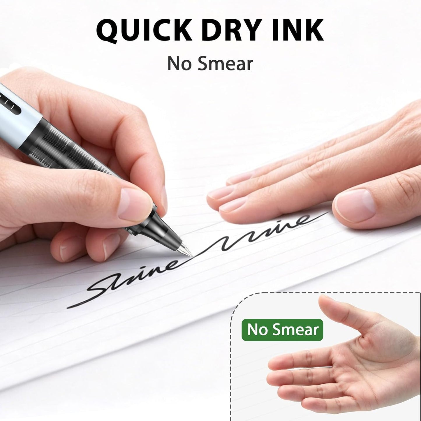 SAKEYR Rollerball Pens, 16 Pack Black Fine Point (0.5mm) Liquid Ink Pens for Smooth Writing, Quick-Drying, Note-Taking, Signatures, Office, School, Journaling & Daily Use