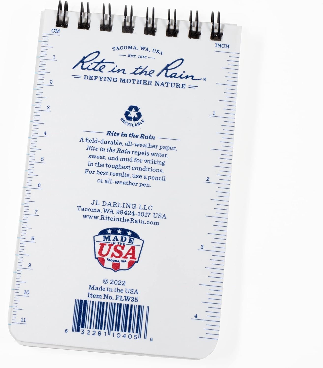 Rite in the Rain Weatherproof Top Spiral Notebook, 3" x 5", Black Cover, Universal Pattern, 3 Pack (No. 735-3X)